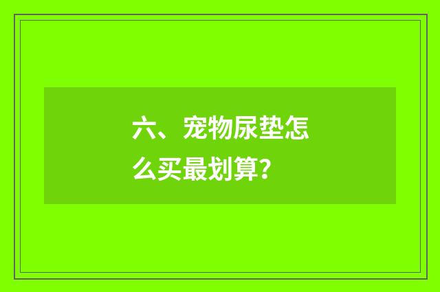 六、宠物尿垫怎么买最划算？