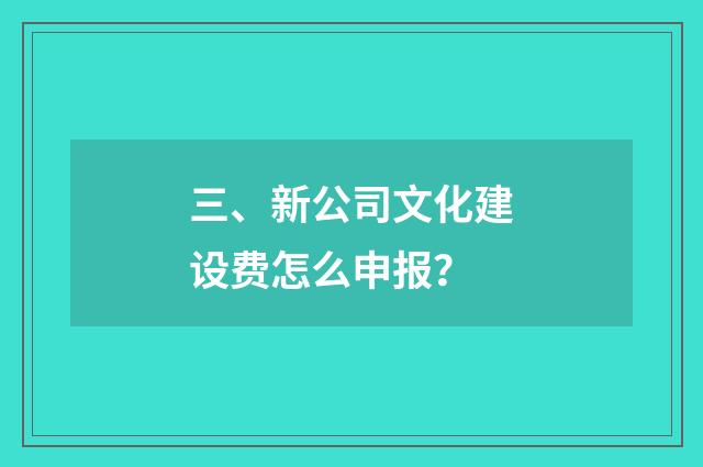 三、新公司文化建设费怎么申报?