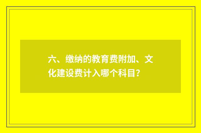 六、缴纳的教育费附加、文化建设费计入哪个科目？