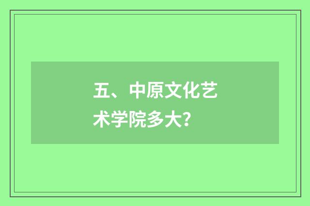 五、中原文化艺术学院多大？