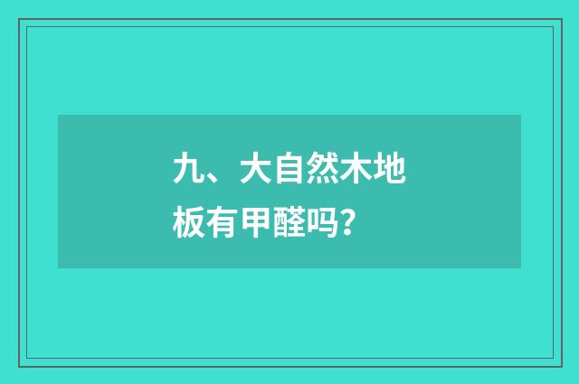 九、大自然木地板有甲醛吗?