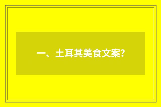 一、土耳其美食文案？