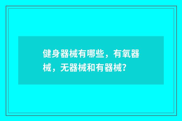 健身器械有哪些，有氧器械，无器械和有器械？