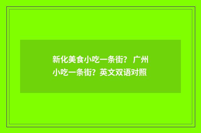 新化美食小吃一条街？ 广州小吃一条街？英文双语对照