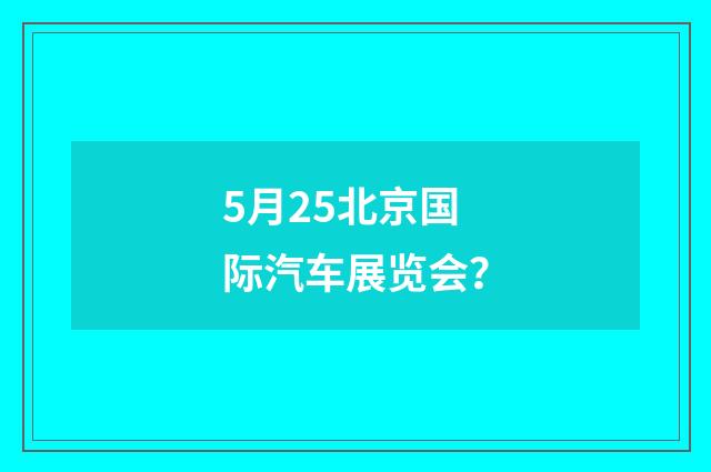 5月25北京国际汽车展览会？