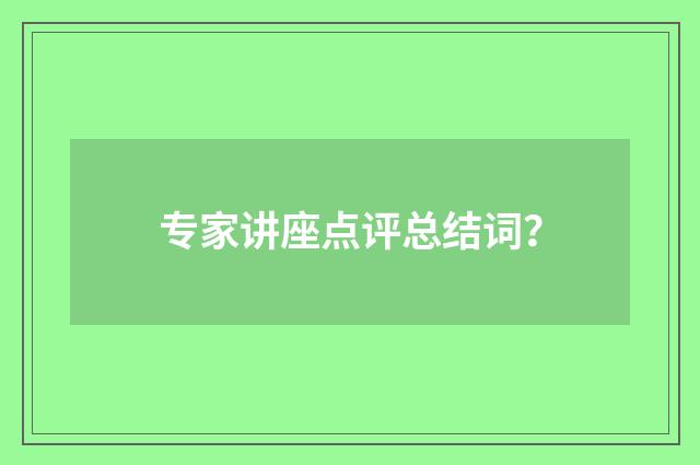 专家讲座点评总结词？