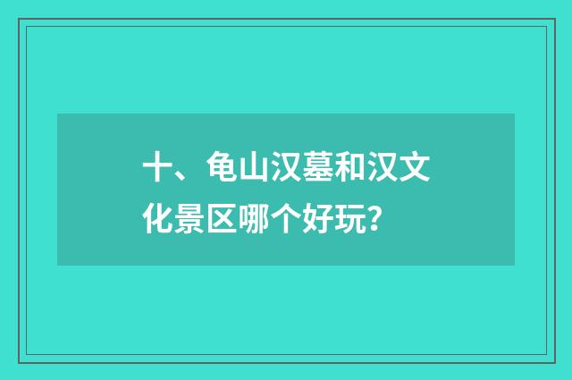 十、龟山汉墓和汉文化景区哪个好玩？