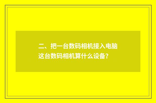 二、把一台数码相机接入电脑这台数码相机算什么设备？