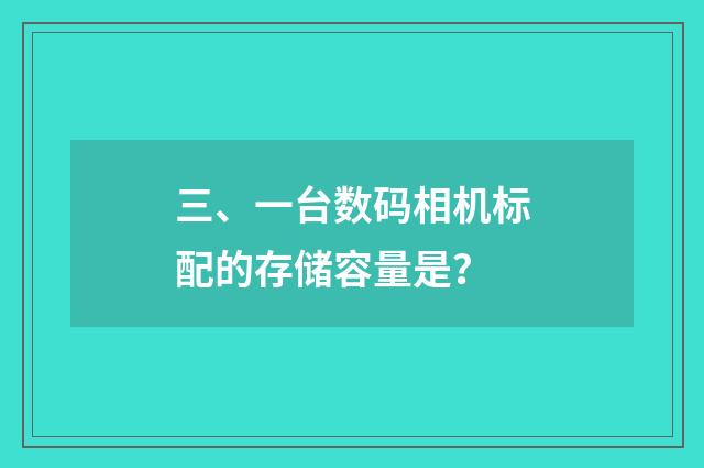 三、一台数码相机标配的存储容量是？