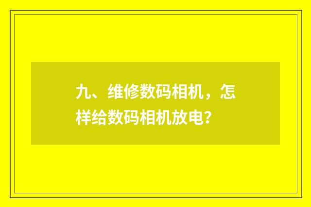 九、维修数码相机，怎样给数码相机放电？