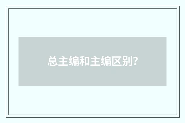 总主编和主编区别?