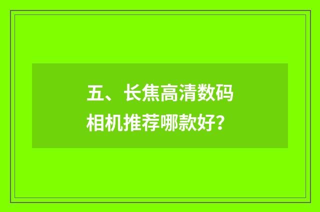 五、长焦高清数码相机推荐哪款好？