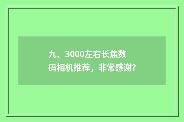 九、3000左右长焦数码相机推荐，非常感谢？