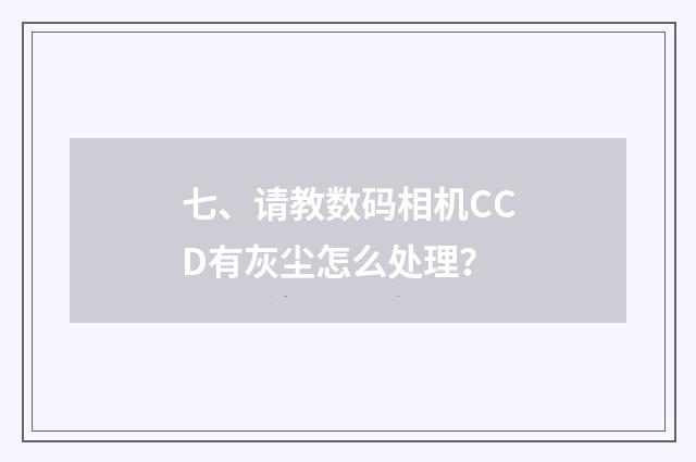 七、请教数码相机CCD有灰尘怎么处理？