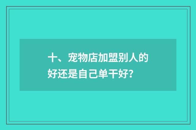 十、宠物店加盟别人的好还是自己单干好？