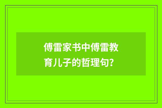 傅雷家书中傅雷教育儿子的哲理句?