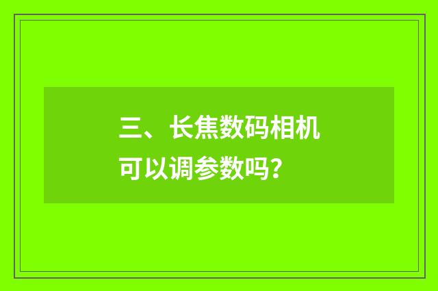 三、长焦数码相机可以调参数吗？