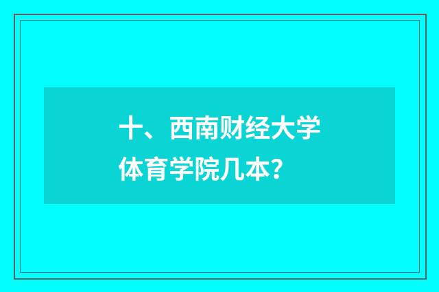 十、西南财经大学体育学院几本?