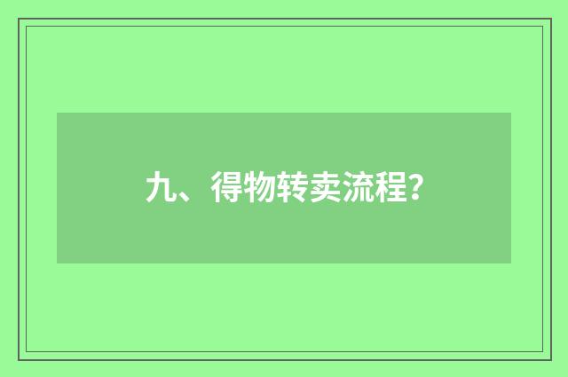 九、得物转卖流程？
