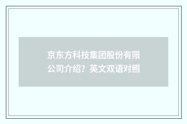 京东方科技集团股份有限公司介绍?英文双语对照