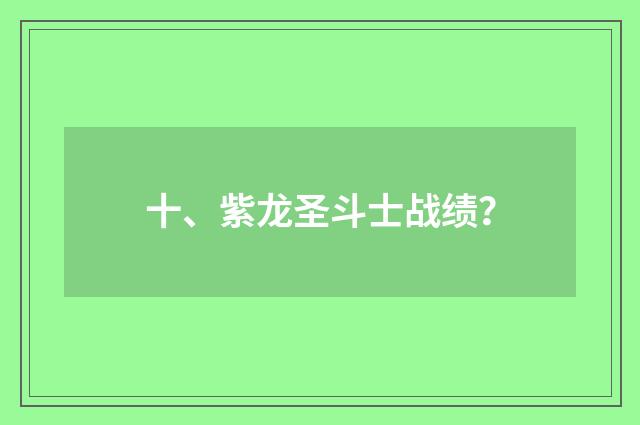 十、紫龙圣斗士战绩?