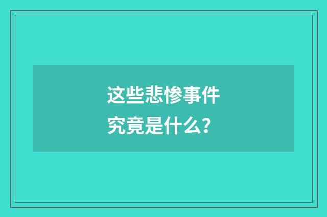 这些悲惨事件究竟是什么？