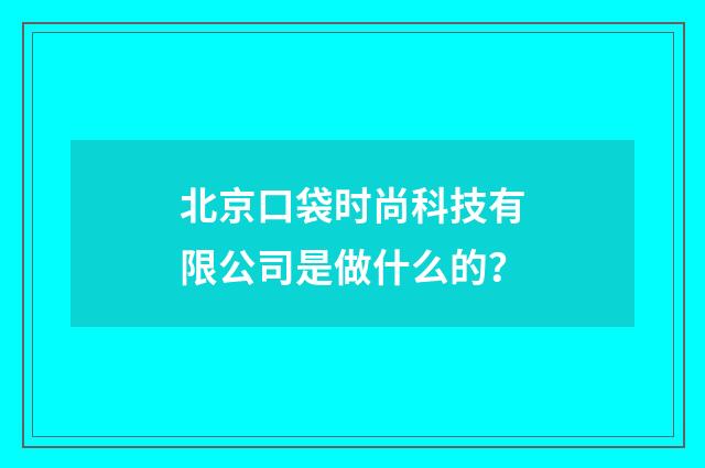 北京口袋时尚科技有限公司是做什么的？