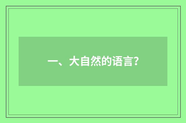 一、大自然的语言？