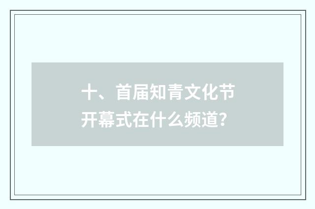 十、首届知青文化节开幕式在什么频道？
