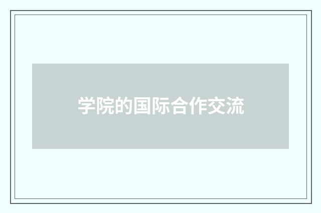 学院的国际合作交流