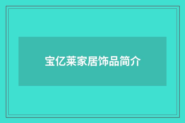 宝亿莱家居饰品简介