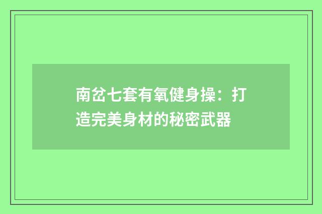 南岔七套有氧健身操:打造完美身材的秘密武器