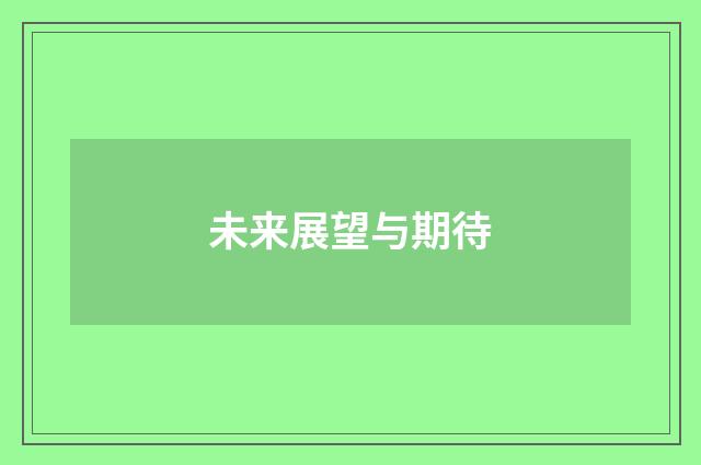 未来展望与期待