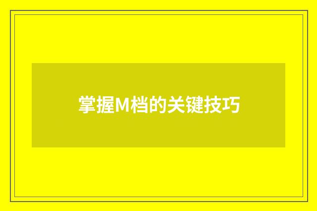 掌握M档的关键技巧