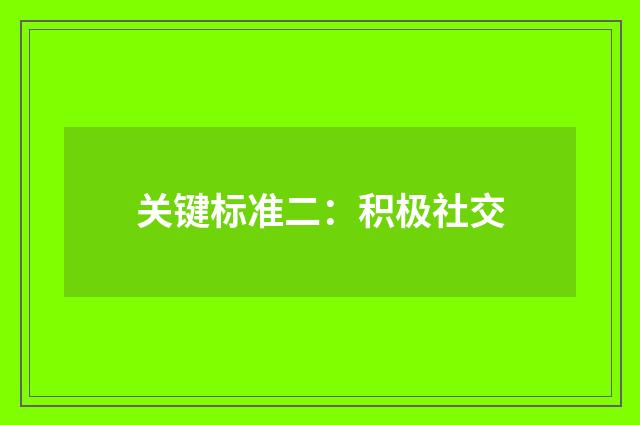 关键标准二：积极社交