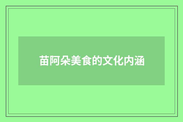 苗阿朵美食的文化内涵