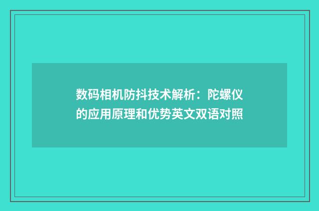 数码相机防抖技术解析：陀螺仪的应用原理和优势英文双语对照