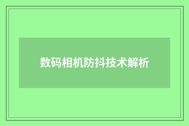 数码相机防抖技术解析