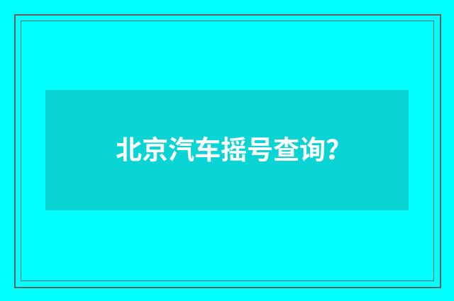 北京汽车摇号查询？