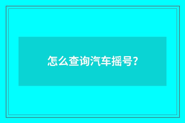 怎么查询汽车摇号？
