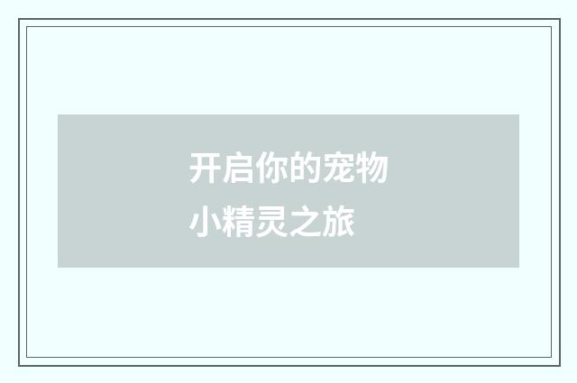 开启你的宠物小精灵之旅