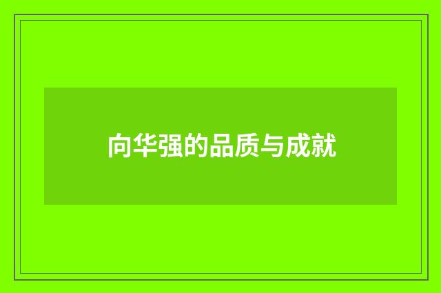 向华强的品质与成就