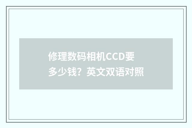 修理数码相机CCD要多少钱?英文双语对照