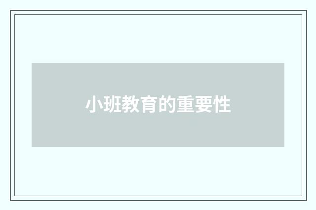 小班教育的重要性