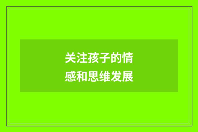 关注孩子的情感和思维发展