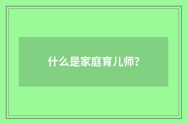 什么是家庭育儿师？