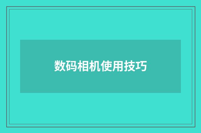 数码相机使用技巧
