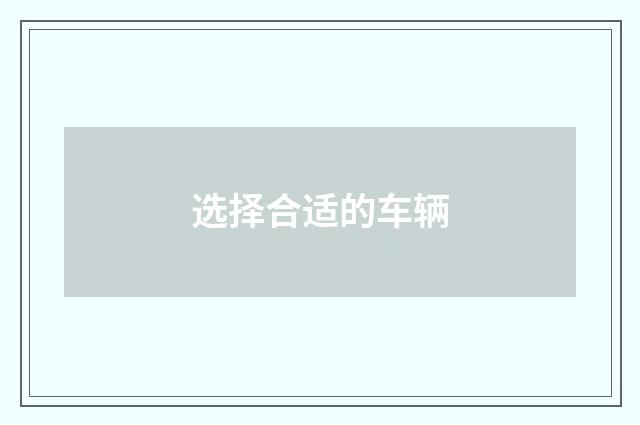 选择合适的车辆