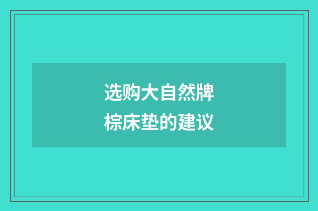 选购大自然牌棕床垫的建议