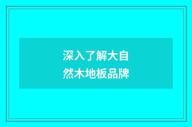 深入了解大自然木地板品牌